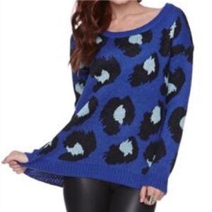 LA Hearts sweater $42 XS or Small fits both blue leopard cheetah